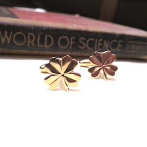 Raw Brass Clover Cuff Links - Four Leaf Clover Cufflinks - Wedding Cuff Links - Bridal Party - Shamrock - St. Patrick&#39;s Day St Patty&#39;s Day