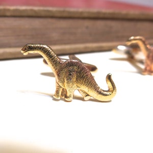 Raw Brass Dinosaur Cuff Links Brontosaurus Brachiosaurus jurassic park Wedding Cufflinks Soldered Graduation Fathers Day Birthday Gift Men image 1