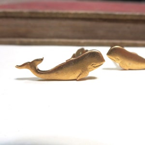 Raw Brass Whale Cuff Links Small Whale Cufflinks Mens Gift Soldered Beach Wedding image 4