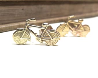 Raw Brass Bicycle Cuff Links - Bike Cycling Racing Wedding Cufflinks Soldered