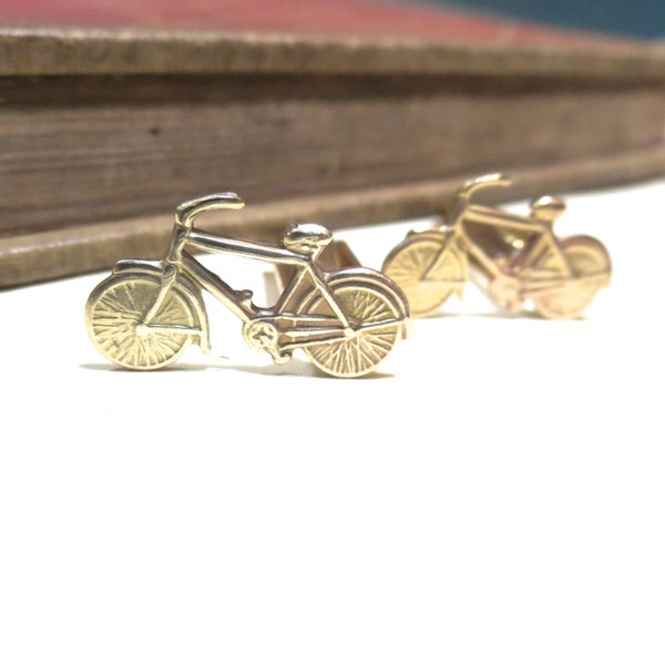 Raw Brass Bicycle Cuff Links - Bike Cycling Racing Wedding Cufflinks Soldered