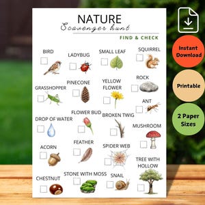 Editable Nature Scavenger Hunt for Kids Outdoor Nature Scavenger Hunt Hike Activity Nature Hunt Kids Outdoor Activity Nature Walk Activity
