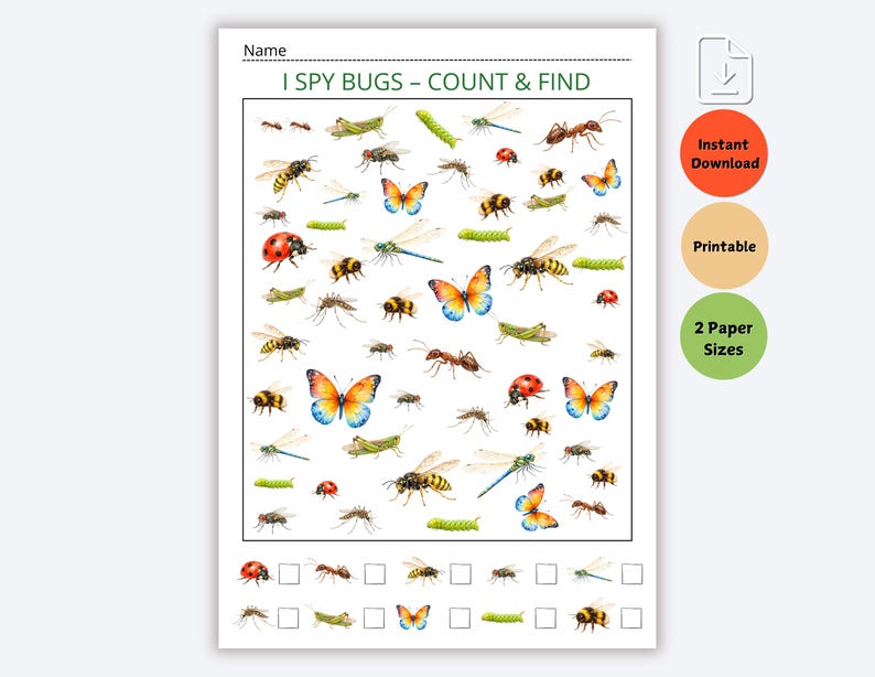 Insect Finding I Spy Bugs Counting Worksheet, Insect Find and Count Game, Preschool ...