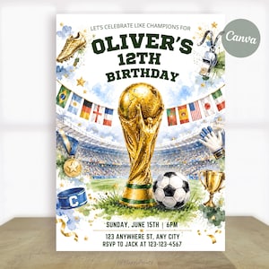 World Cup Birthday Invitation Boy, Soccer Party Invite, FIFA 2026 Birthday Party, Editable Canva Template, Instant Download