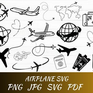 Airplane Svg Bundle, Travel Svg, Aeroplane Svg, Airplane Png, Airplane Heart Svg, Airplane Vector, Digital Download, For Cricut, Silhouette