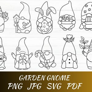 Bundle Svg Nain de jardin, Svg mignon Nain de jardin, Nains de fleurs Svg, Nain SVG, Svg joyeux Noël, Nain des cliparts, coupé pour Cricut, Silhouette