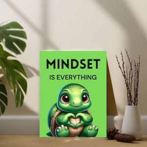 Mindset Is Everything Art Print, Motivational Wall Art, Office Decor, Motivational Quotes, Retro Home Decor, Wall Art, Bathroom Decor