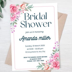 Editable Boho Bridal Shower Invitation, Printed Bridal Shower Invitation, Bridal Shower Invitation, Bridal Brunch Invitation Template