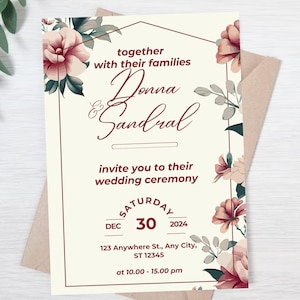 Canva Wedding Invitation, Modern Chic Wedding Invitation, Elegant Acrylic Wedding Invitation,Sage Green Wedding Invitation Template