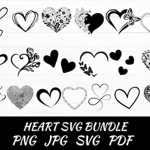 Heart Svg Bundle, Heart Doodle Svg, Hand Drawn Heart Svg, Heart Clipart, Valentine Day Heart Svg, Instant Download, Love Svg, Love Clipart