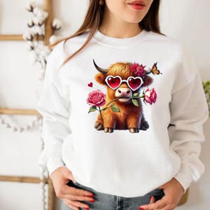 Highland Cow png, Valentine Coquette Png, Valentine&#39;s Day, Retro Valentine Png, Valentine Heart Png, Love Png, Sublimation Designs