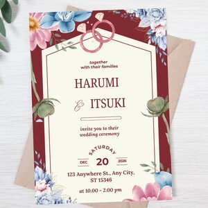 Vintage Romantic Wedding Invitation Suite, Editable Floral Wedding Invitation Template, Customizable Summer Wedding Invite, Garden Wedding