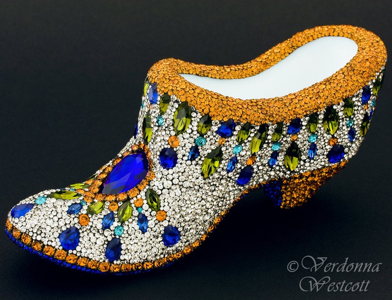 Magical Jeweled Glass Shoe Slipper Vintage Milk Opaline Fenton | Etsy