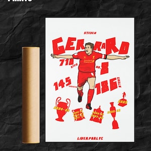 Football Poster | Artwork | Steven Gerrard | LFC | Office Bedroom Decoration Art | Wall Art