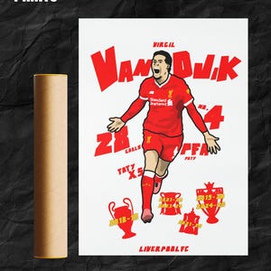 Football Poster | Artwork | Virgil Van Djik | LFC | Office Bedroom Decoration Art | Wall Art