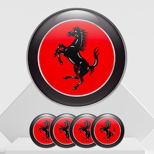 Best Design 4 pcs of Silicone Stickers for Wheel Caps Rims Ferrari /// Self-adhesive Emblems for Center wheel caps//Best Whell Decoration