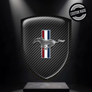 Domed Shield Emblem Mustang Logo|| Self-adhesive Silicone Sticker|| Epoxy Resin Badge All Size