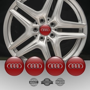 Best Design 4 pcs of Silicone Stickers for Wheel Caps Rims Audi /// Self-adhesive Emblems for Center wheel caps