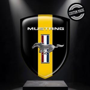 Domed Shield Emblem Mustang Logo|| Self-adhesive Silicone Sticker|| Epoxy Resin Badge All Size
