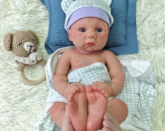 Full Silicone Reborn Baby Boy Doll 40 cm | Drink & Wet Function | Hand Finished Lifelike Newborn | Realistic Soft Silicone Baby Doll