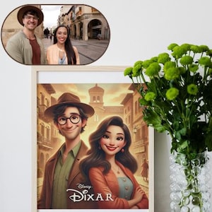 Customizable Cartoon Artwork, Digital Couple Portrait, Cartoon Style Art, Digital Download