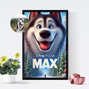 Custom Cartoon Pet Portrait from Photo, Framed Print or Digital Download, Personalized Dog or Cat Illustration, Unique Pet Lover Gift