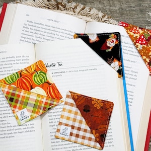 Fall Fabric Corner Bookmark – Cozy Vibes Autumn Reading Gift – Handmade Bookmarks for Readers & Book Lovers – Sweater Season