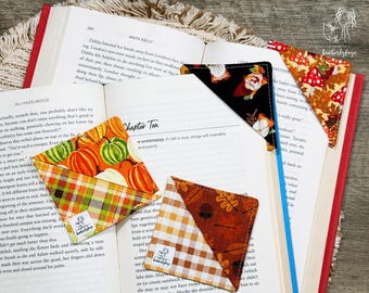 Fall Fabric Corner Bookmark – Cozy Vibes Autumn Reading Gift – Handmade Bookmarks for Readers & Book Lovers – Sweater Season
