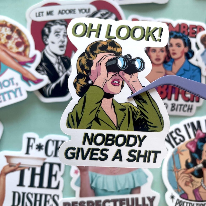 Sassy Housewife Stickers, Funny Retro 50's House Wife Vinyl Stickers, Sarcastic Woman Adult Humor Stickers for Laptop, Water Bottle, Kindle image 2