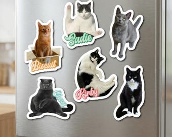 Custom Cat Photo Magnet, Personalized Pet Fridge Magnet, Cat Mom Gift, Custom Refrigerator Magnet from Your Cat Picture, Funny Cat Keepsake