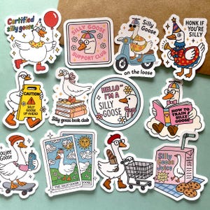 Silly Goose Stickers, 12 PCs “Just a Silly Goose” Funny Meme Stickers, Water-Resistant Stickers, Silly Goose On The Loose, Best Friend Gift image 3