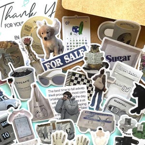 50 Pinterest Aesthetic Sticker Pack, Soft Beige Minimalist, Waterproof Stickers, Y2K Pinterest Girl Moodboard Stickers for Journal Scrapbook