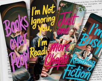 Funny Bookmarks with Sarcastic Quotes, Reading Humor, Vintage Painting Aesthetic - Double-Sided