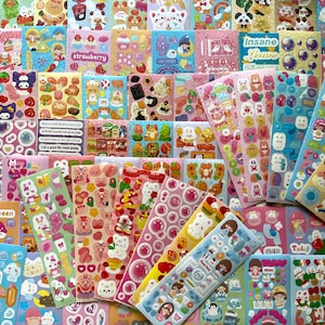 Random Deco Mini Sticker Sheets, Kawaii Aesthetic Stickers, Cute Korean Stickers, Polco Deco Stickers for Kpop Photocard, Toploader, Planner