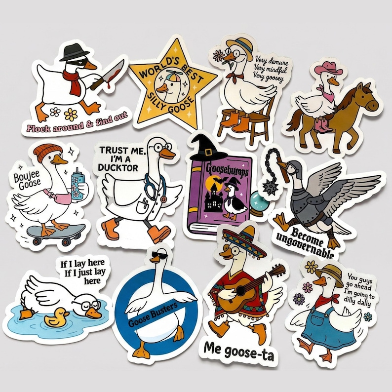 Funny Goose Sticker Pack, 12 Silly Goose Meme Stickers for Laptop Water-Bottle Kindle, Best Friend Gift bild 3