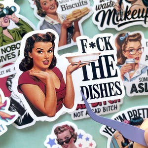 Sassy Housewife Stickers, Funny Retro 50's House Wife Vinyl Stickers, Sarcastic Woman Adult Humor Stickers for Laptop, Water Bottle, Kindle image 4