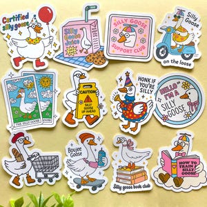 Silly Goose Stickers, 12 PCs “Just a Silly Goose” Funny Meme Stickers, Water-Resistant Stickers, Silly Goose On The Loose, Best Friend Gift