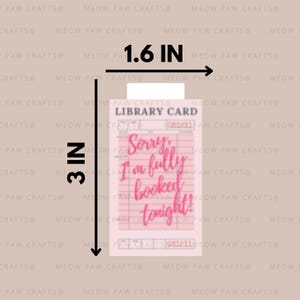 Library Card Magnetic Bookmarks, Funny Bookish Quote, Vintage Public Library, Holographic Pink Bookmark For Bookworm image 2