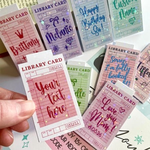 Custom Library Card Magnetic Bookmark, Holographic Personalized Bookmark, Add Your Phrase