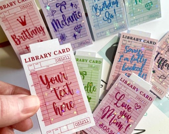Custom Library Card Magnetic Bookmark, Holographic Personalized Bookmark, Add Your Phrase