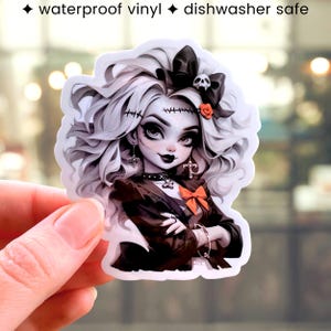 Zombie Girl Sticker, Cute Halloween Waterproof Sticker, Gothic Sticker, Spooky Horror Decal For Water Bottle Laptop, Creepy Goth Doll