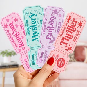 Admit One Ticket Bookmark, Book Genres Bookish Bookmark, Book Club Membership, Fantasy Mystery Thriller Rom Com Reader Gift, Double-Sided