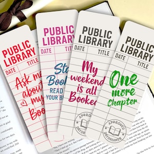 Library Card Bookmarks, Funny Quotes Bookmark Set, Vintage Public Library Bookish Gift, Double-Sided Glossy Bookmarks for Bookworm