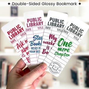 Library Card Bookmarks, Funny Quotes Bookmark Set, Vintage Public Library, Bookish Gift, Double-Sided Glossy Bookmarks for Bookworm