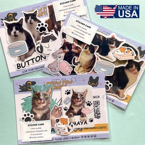 Сustom Cat Stickers, Personalized Cat Face Sticker, Custom Cat Mom Gift, Custom Pet Stickers, Waterproof Vinyl For Water Bottle Laptop