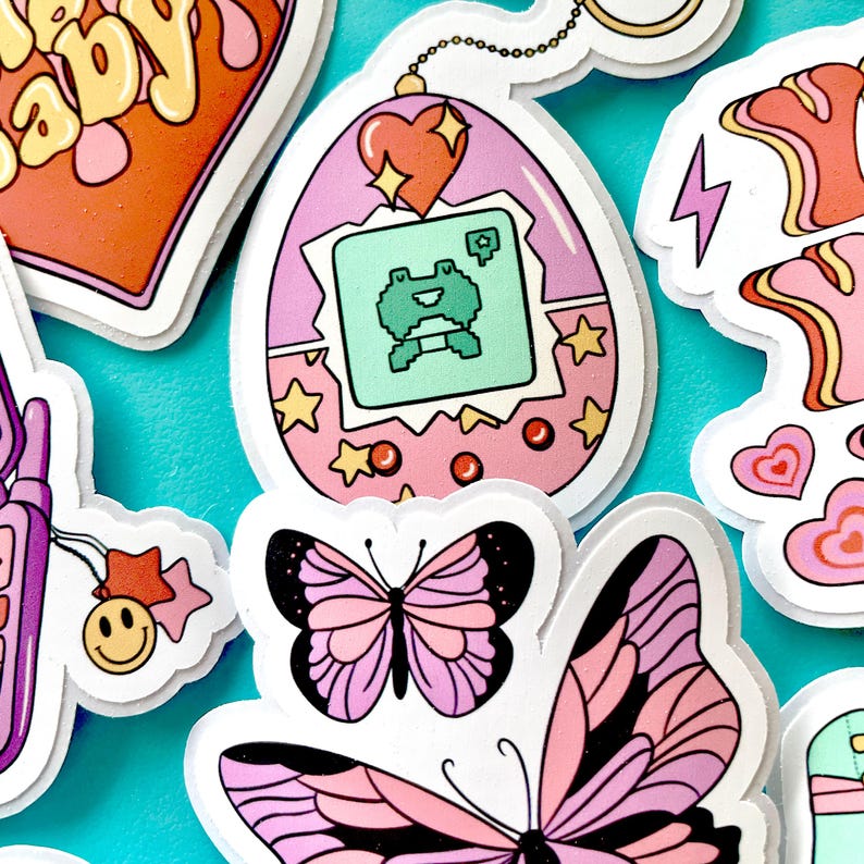 Y2K Vinyl Stickers, Retro Aesthetic Sticker Pack, 12 PCS Pink Girly Waterproof Stickers For Laptop Water Bottle, 90s 2000s Millennial Gift