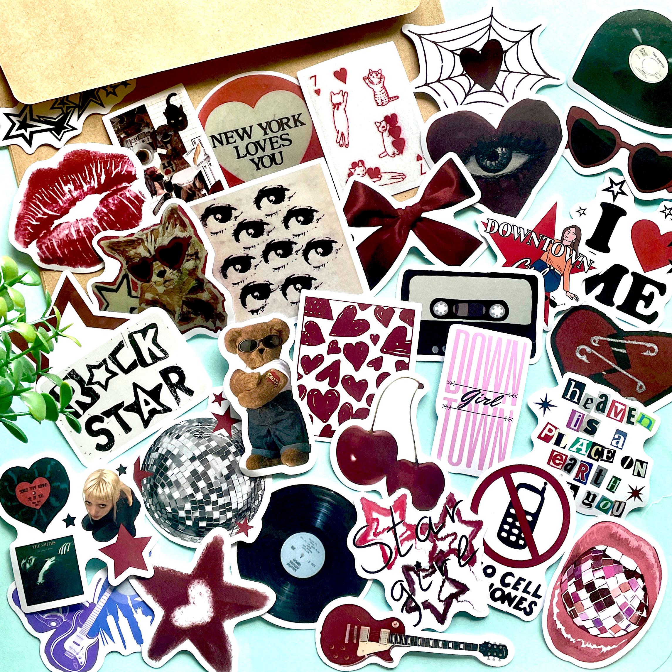 50 Pcs Downtown Girl Stickers, Pinterest Aesthetic Sticker Pack, Rock ...