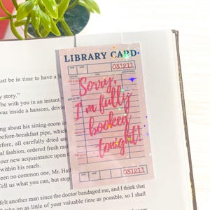 Library Card Magnetic Bookmarks, Funny Bookish Quote, Vintage Public Library, Holographic Pink Bookmark For Bookworm Pink Quote