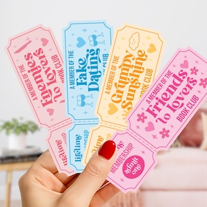 Romance Trope Ticket Bookmarks, Admit One Ticket Bookmark, Romance Reader Bookish Gift, Book Club Membership, Double-Sided Glossy Bookmark