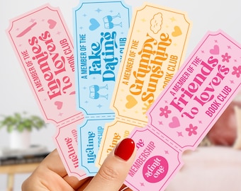 Romance Trope Ticket Bookmarks, Admit One Ticket Bookmark, Romance Reader Bookish Gift, Book Club Membership, Double-Sided Glossy Bookmark